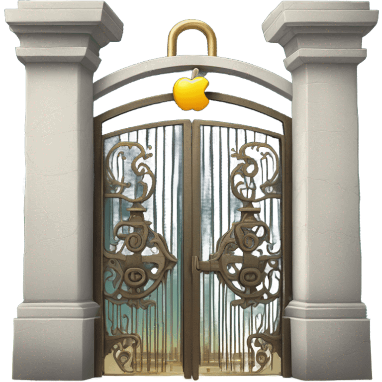  heaven's gate with giant padlock as apple ios emoji on white background emoji