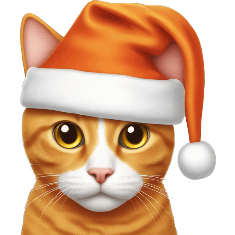 Orange cat with Santa hat emoji