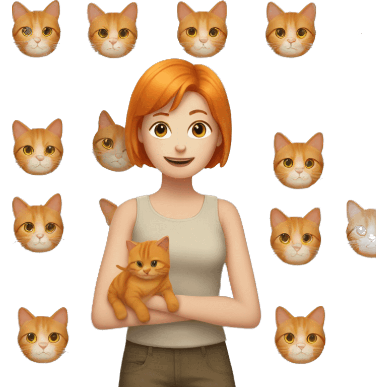 a short-haired girl likes ginger cats emoji