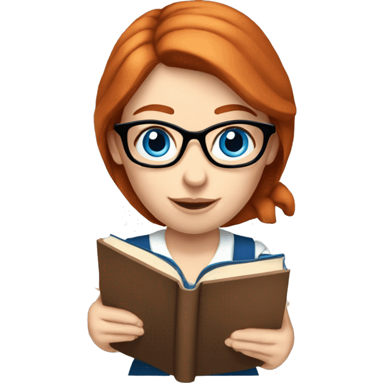  female teacher redhead hair blue eyes holding books no glasses emoji