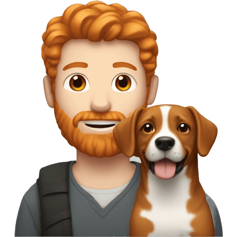 ginger man with a dog  emoji