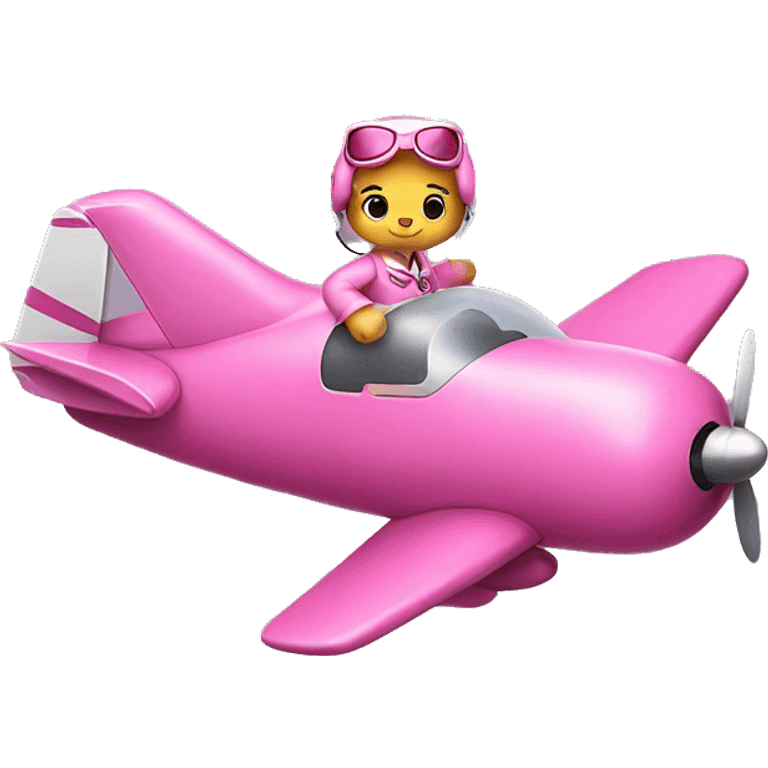 Hello Kitty the character as a pilot flying a pink airplane emoji