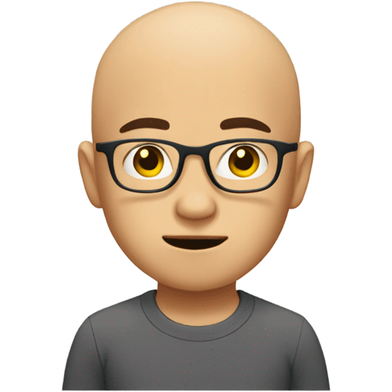  a bald Asian young boy student, in glasses, very confused.  emoji