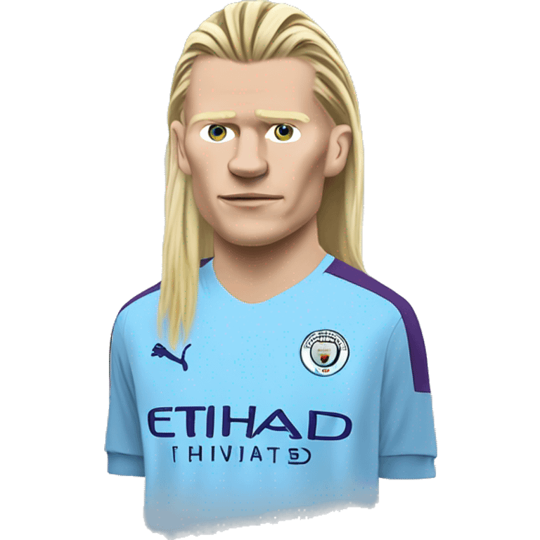 Erling Haaland with long hairs Manchester City emoji