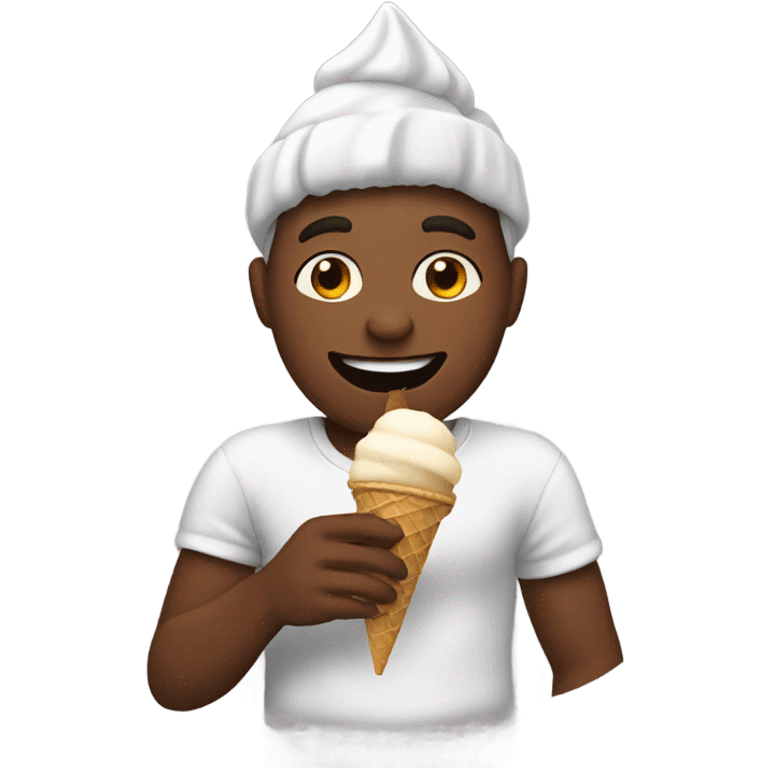 Black person eating ice cream emoji