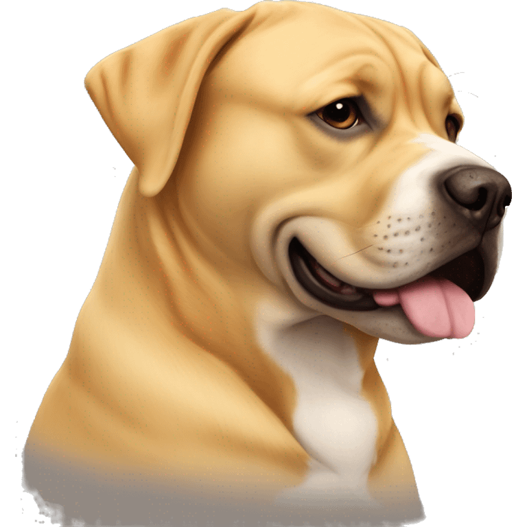 American bully and Golden Labrador retriever hug  emoji