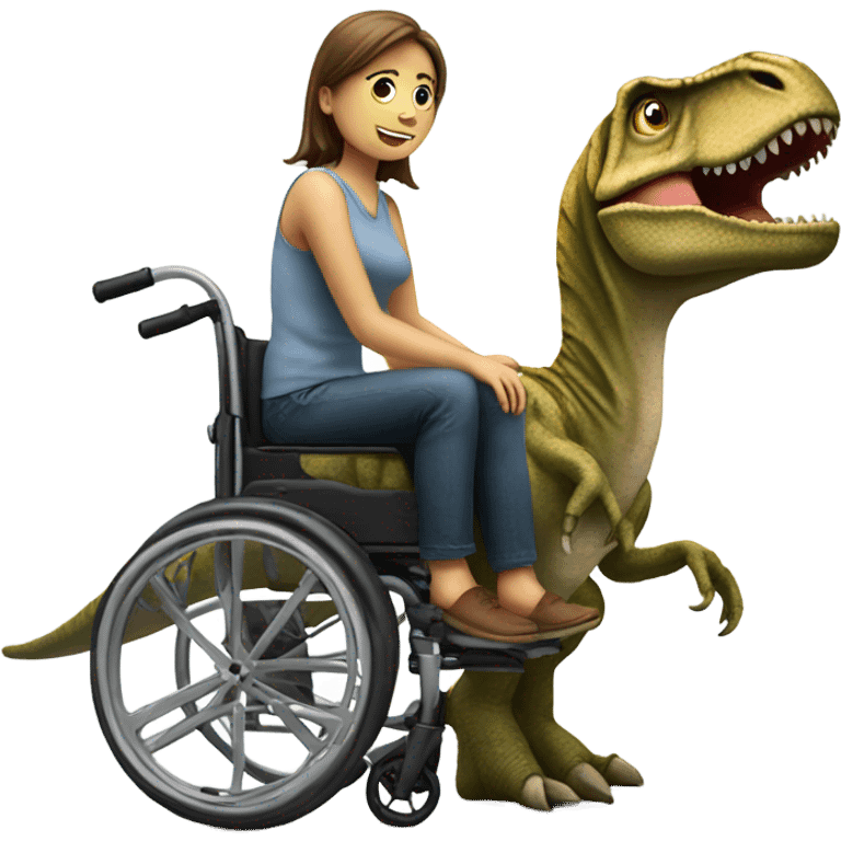 Human on a T rex in a wheelchair emoji