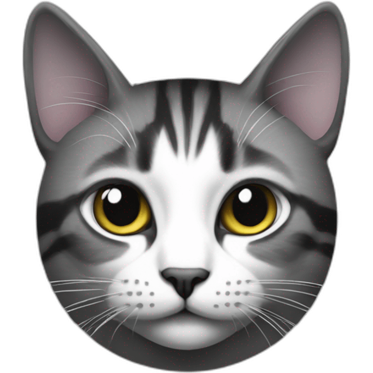 A cat black and white With a domage in la joue right emoji