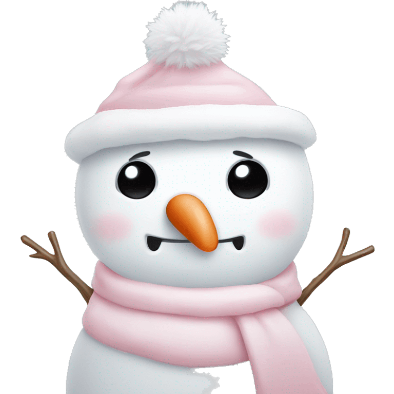 Cute white and light pink snowman emoji