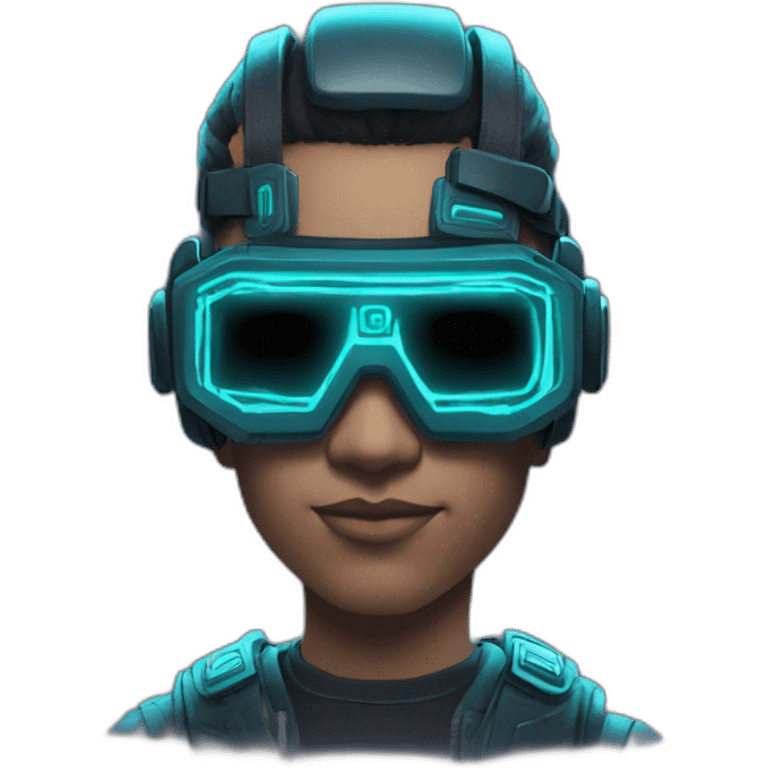 Password hero in a cyberpunk VR environment with neon lighting. emoji