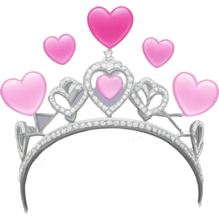 Sliver tiara with a pink heart emoji