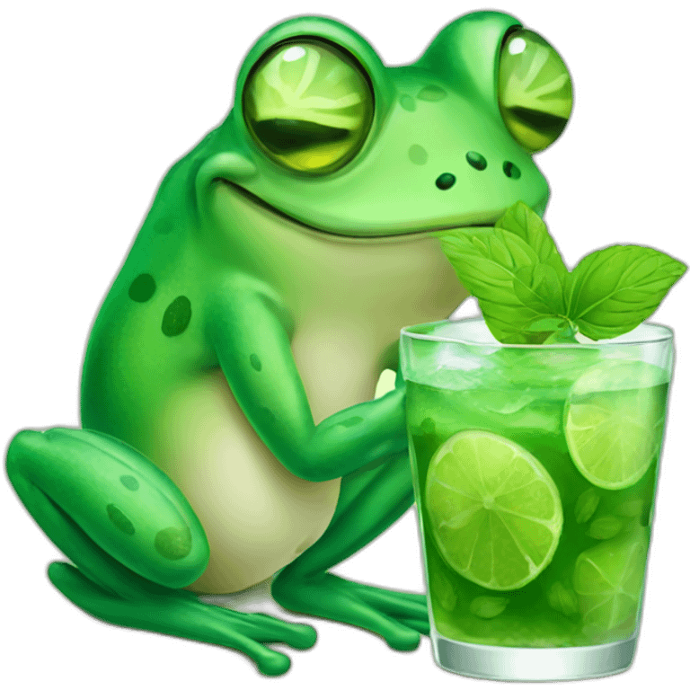 frog drinking a mojito emoji