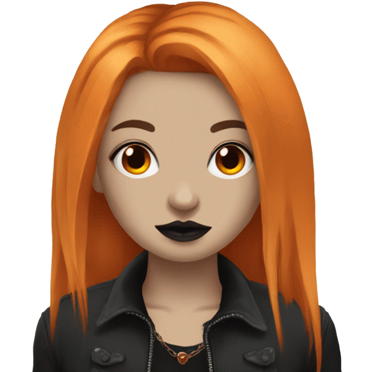 Goth girl with tattoos and long orange hair no face tattoos emoji