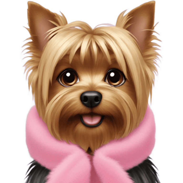 Yorkshire terrier in a pink fur coat emoji