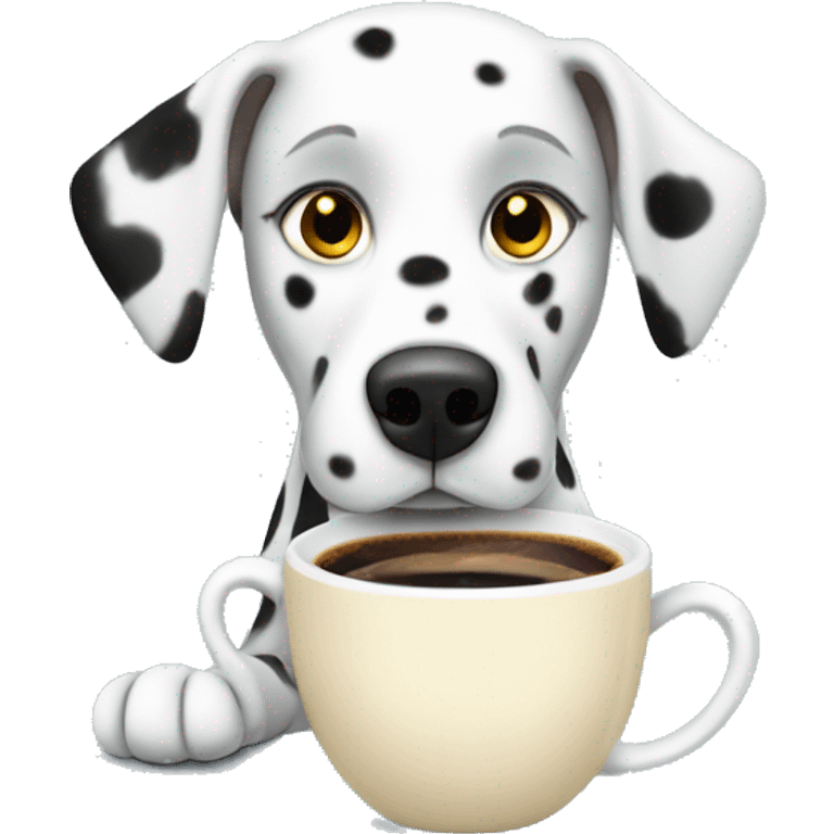 Dalmatian dog drinking espresso out of cup emoji