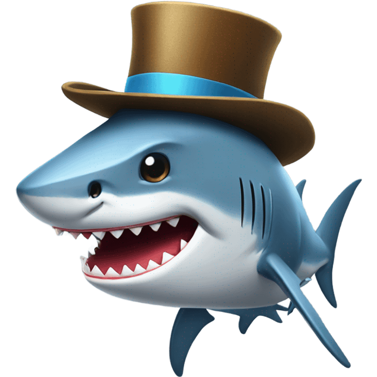 Shark with a top hat emoji