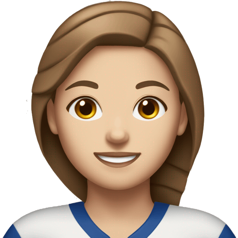 Brown haired white girl with brown eyes playing volleyball emoji