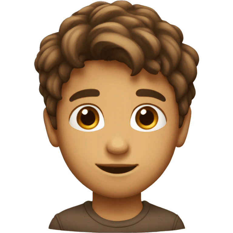 emoji de niño con pelo castaño y ojos marrones emoji