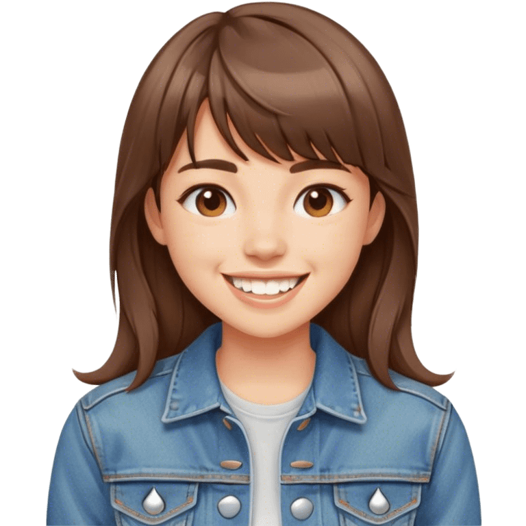 Brown hair girl with buck teeth and bangs emoji