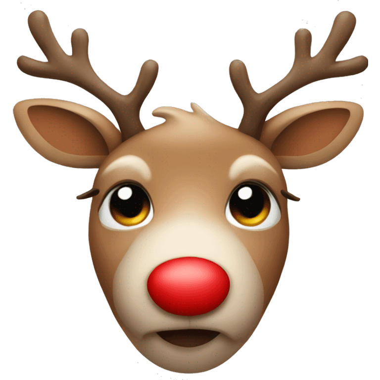 cute reindeer with red nose emoji