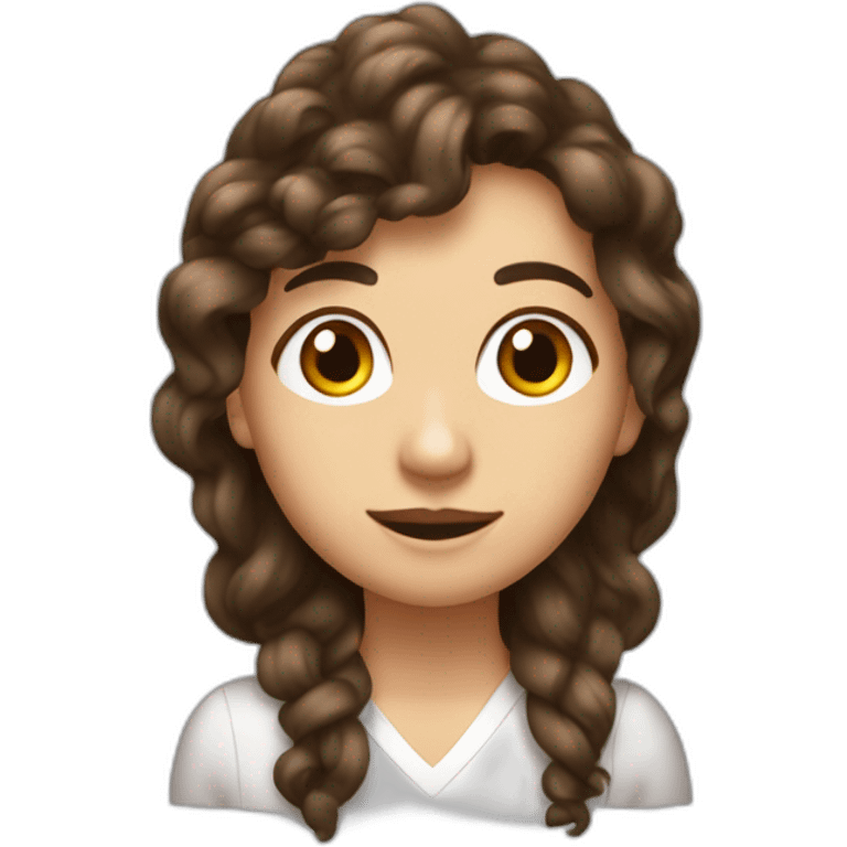 une meuf brune avec les cheveux bouclé et long emoji