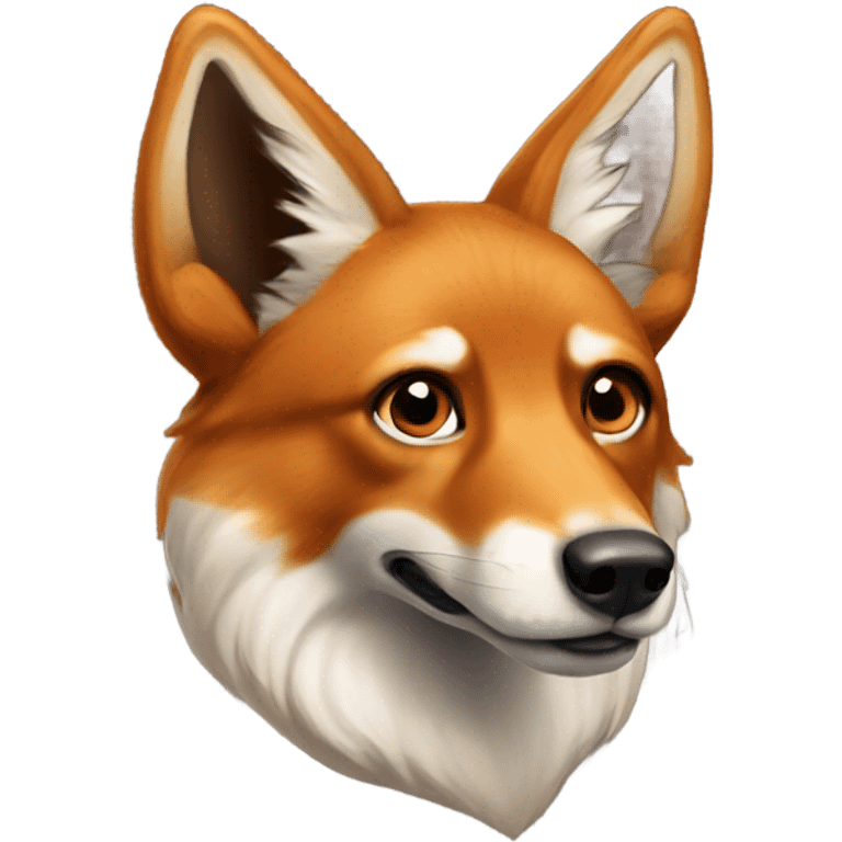 A fox-looking dog with sable fur, long nose and pointy ears emoji