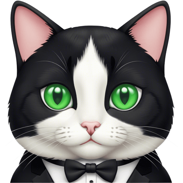 tuxedo cat green eyes emoji