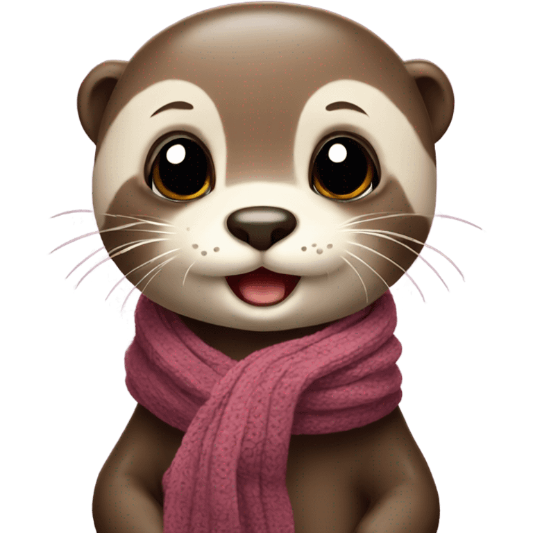 Cute baby otter. Wearing scarf. Full body.  emoji