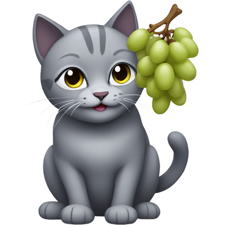 Grey cat with grapes in new year emoji