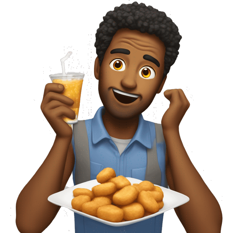 Crazy guy drinking chicken nuggets  emoji