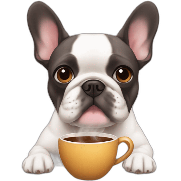 french bulldog drinking coffee emoji