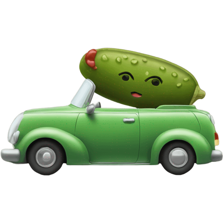 Pickle and a dog driving in a car emoji