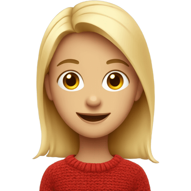 smiling girl in red sweater emoji