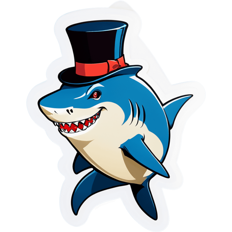 Shark with a top hat emoji