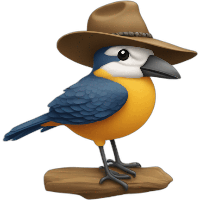 Oiseau avec un chapeau emoji