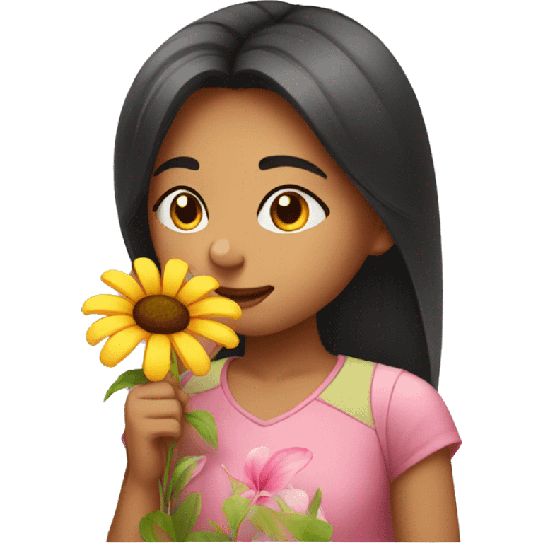 girl smelling flower emoji