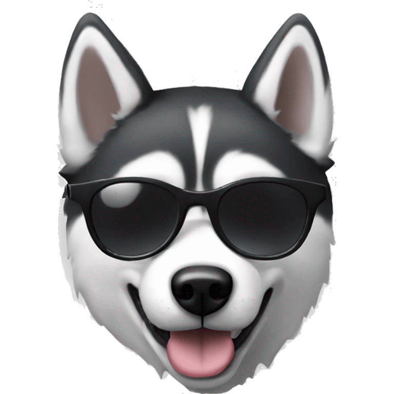 Husky black and white with sunglasses emoji