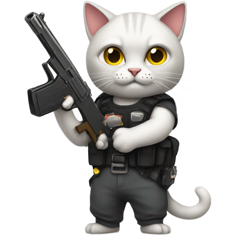 Cat Whit a gun  emoji