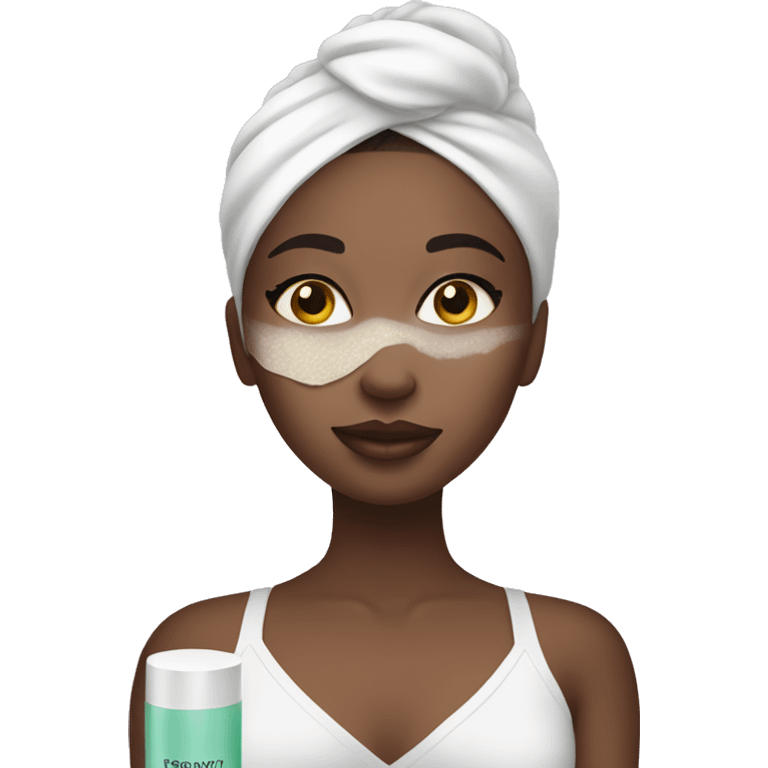 girl doing beauty routine with beauty mask on  emoji