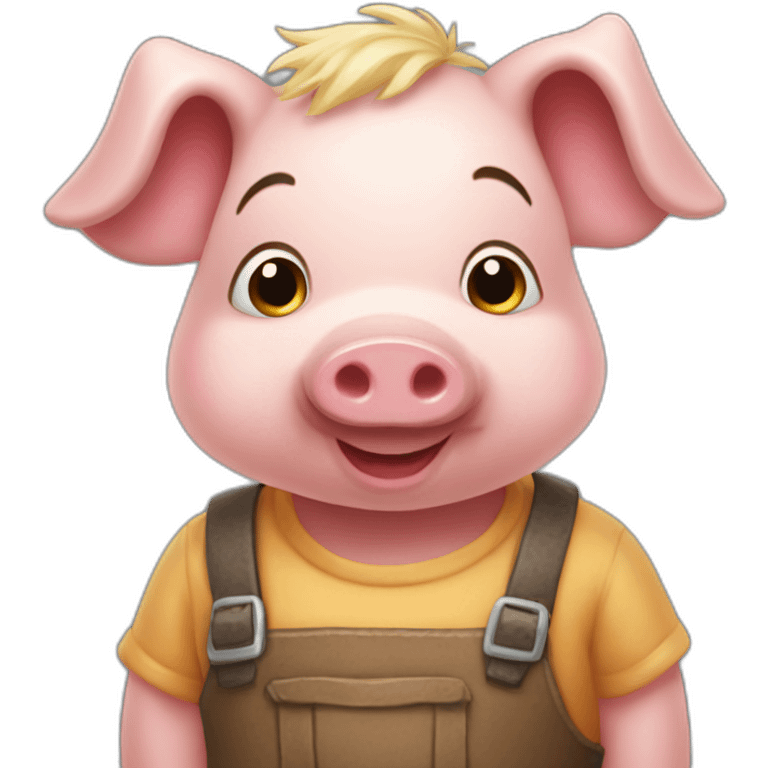 The little pig from three brothers who build a wood house emoji