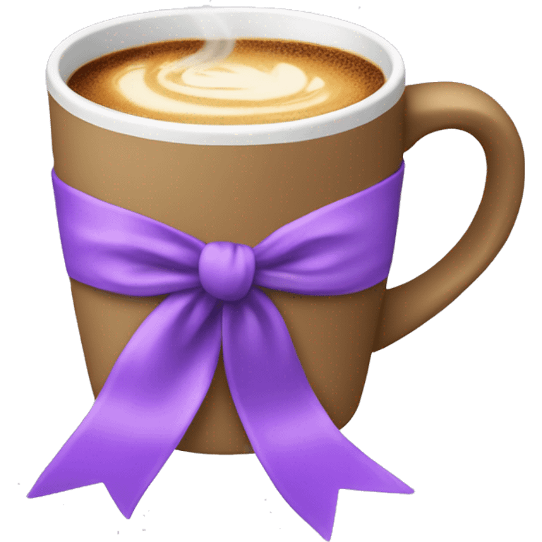 Christmas coffe cup with a lilac ribbon emoji