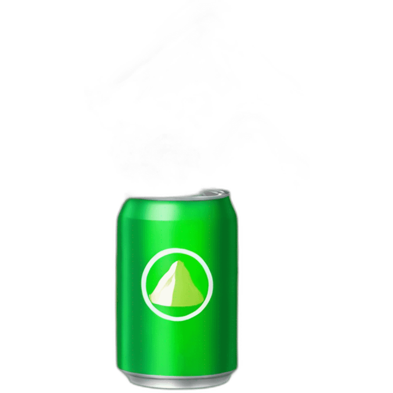 green soda can with a mountain on emoji