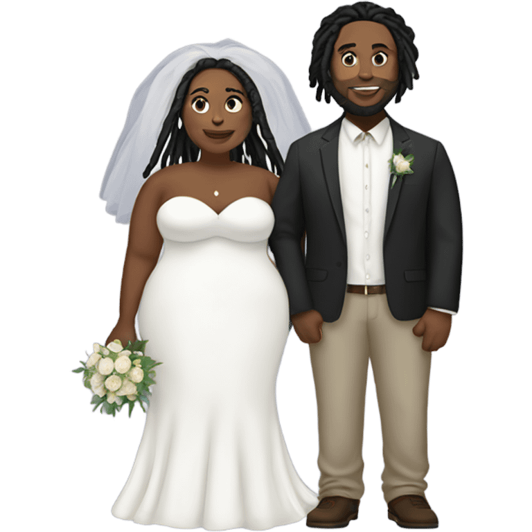 Plus size couple with locs wedding full body emoji