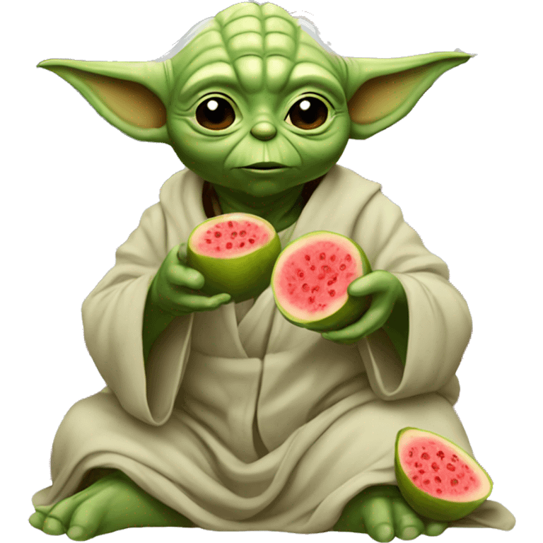 yoda eating guava with the flag of usa emoji