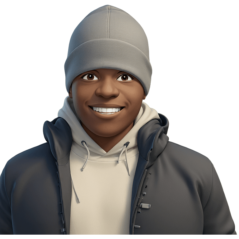 smiling boy in outdoor hoodie emoji