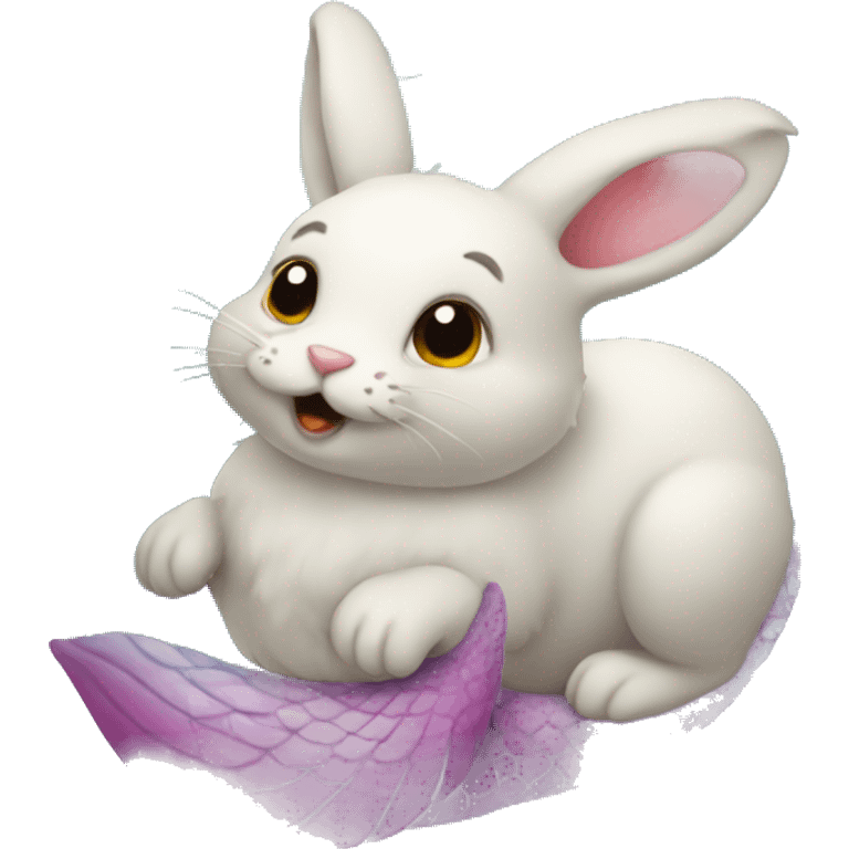 Rabbit with mermaid tail emoji