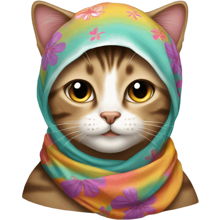 Tabby cat babushka emoji