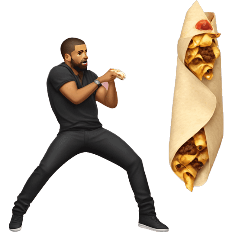 Pole dancer eating a burrito and the pole dancer is drake  emoji