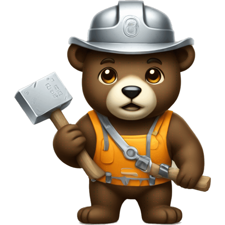 miner bear with silver bar emoji