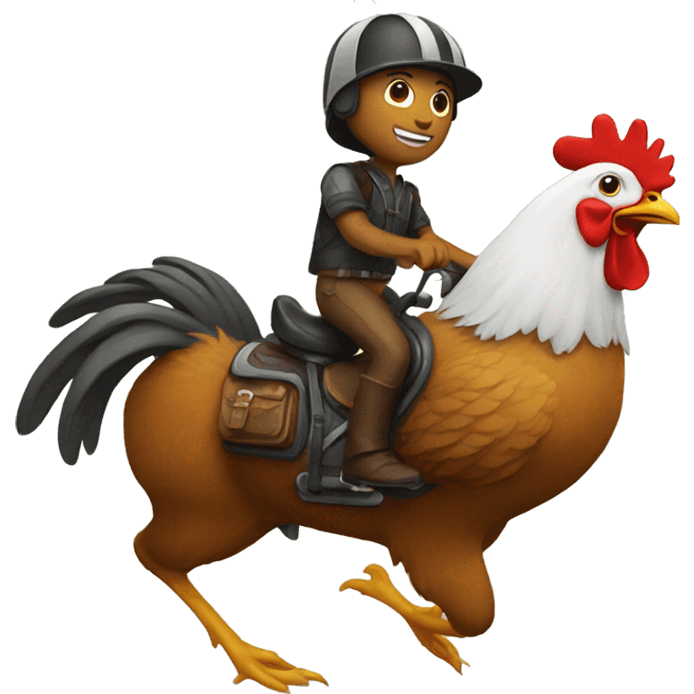 Riding a chicken emoji